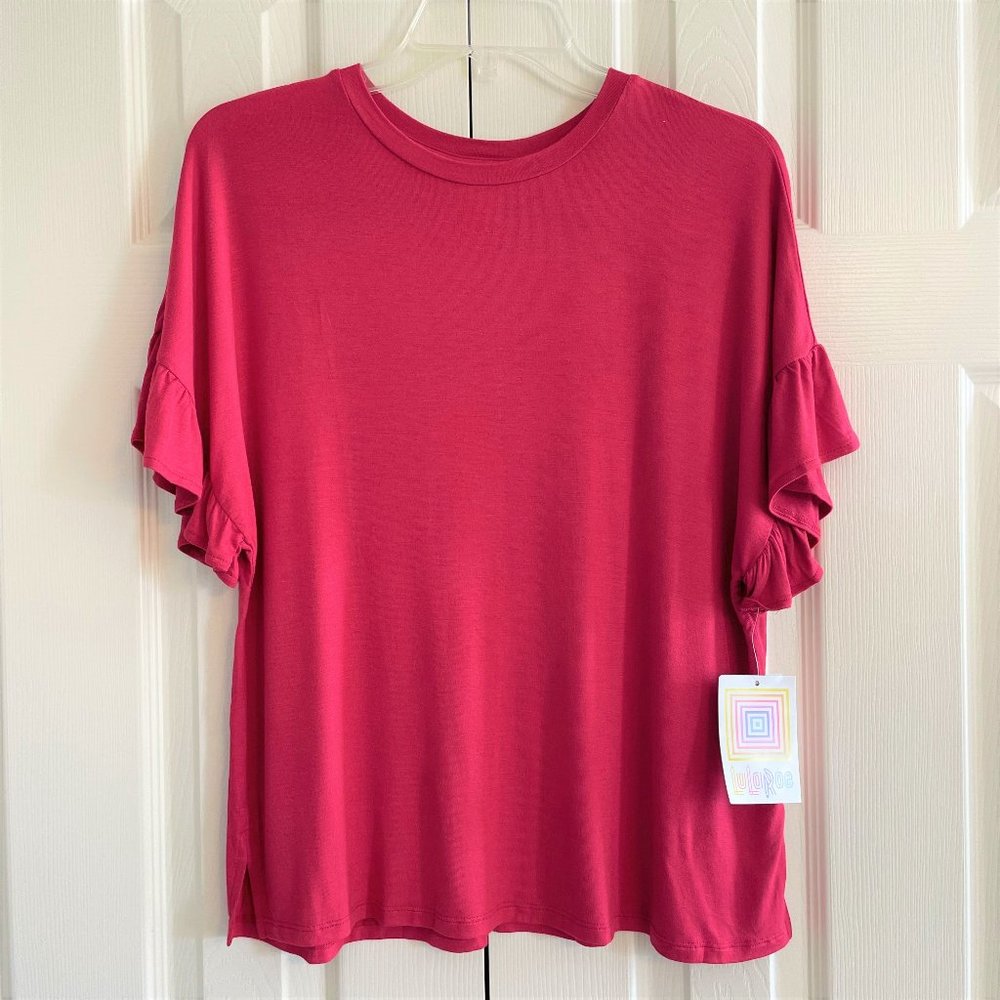 LuLaRoe red ruffle sleeve top